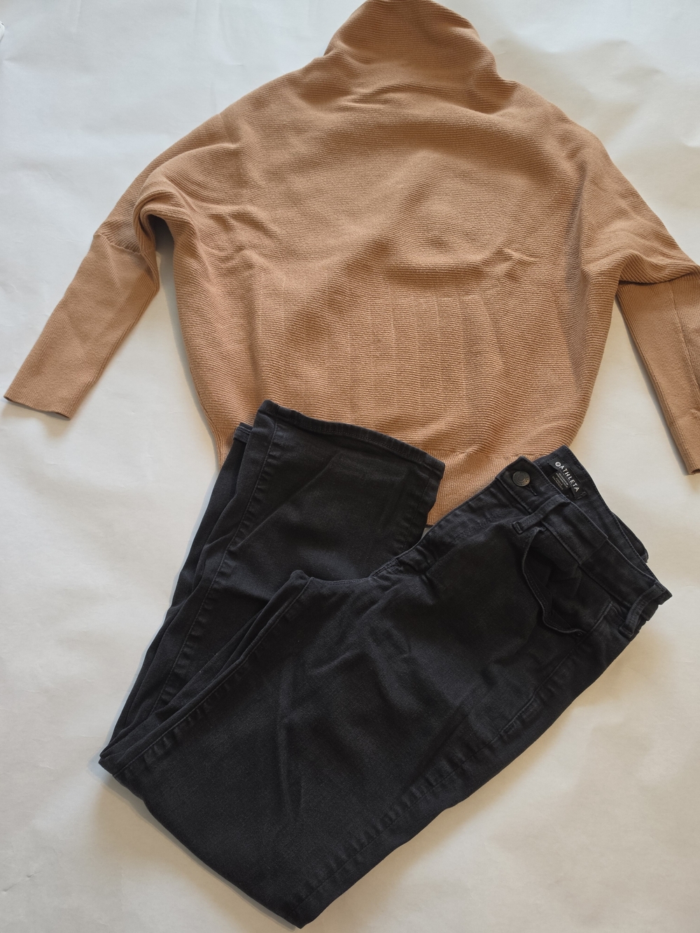 Bluivy Camel Turtleneck Sweater And Black Athleta Jeans Size 8